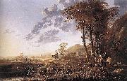 Aelbert Cuyp Evening Landscape with Horsemen and Shepherds oil painting